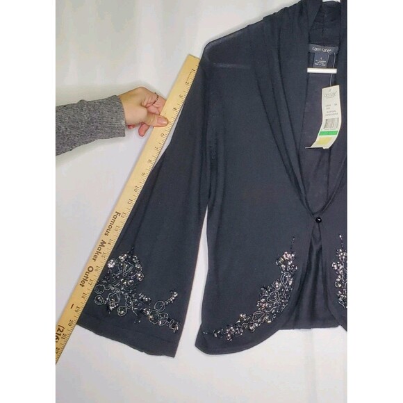 Karen Kane Silk Cashmere Cardigan Large Beaded Romantic Witchy Quiet Luxury - Picture 9 of 13